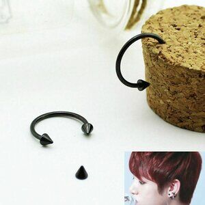 KPOP Korean Idol Group Boys Hip Hop Tassel Round Circle Spike Stud Man Earrings